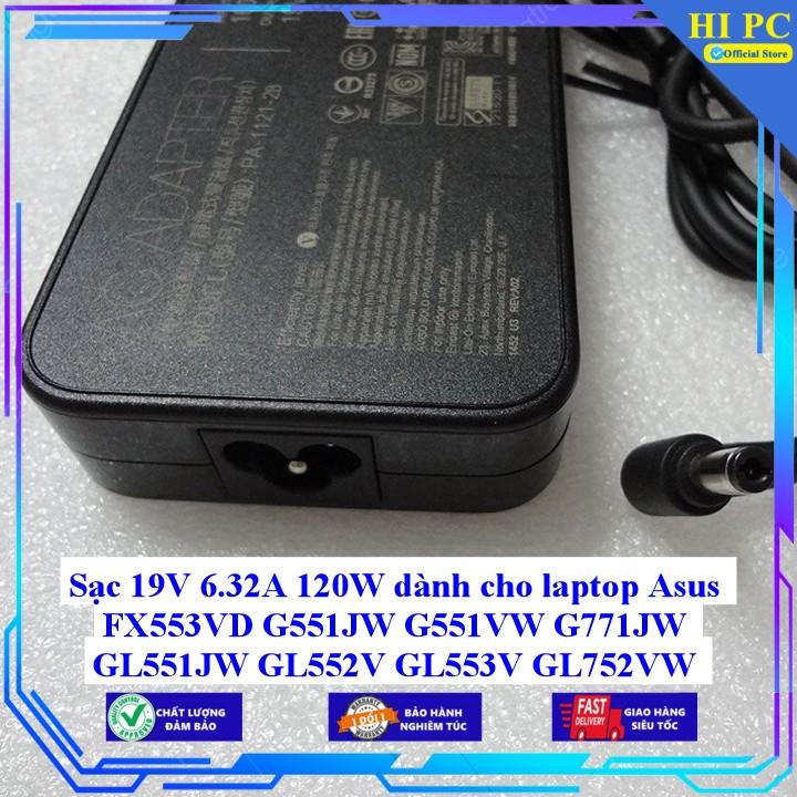 Hình ảnh Sạc 19V 6.32A 120W dành cho laptop Asus FX553VD G551JW G551VW G771JW GL551JW GL552V GL553V GL752VW GL753VD K750JB N56J N - Kèm Dây nguồn - Hàng Nhập Khẩu