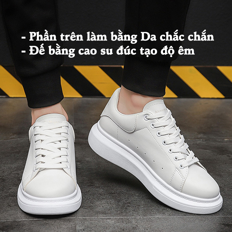 Hình ảnh Giày thể thao sneaker nam màu trắng bằng da không tróc thương hiệu ZAVAS - S387 - Hàng chính hãng