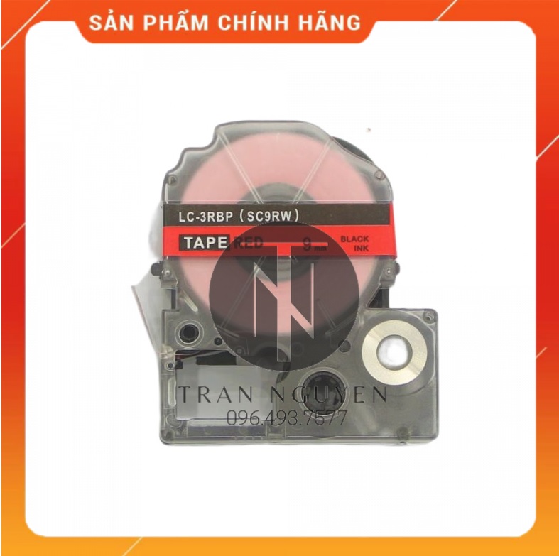 Nhãn in Tepra SC9RW - Chữ đen nền đỏ 9mm x 8m - Hàng nhập khẩu