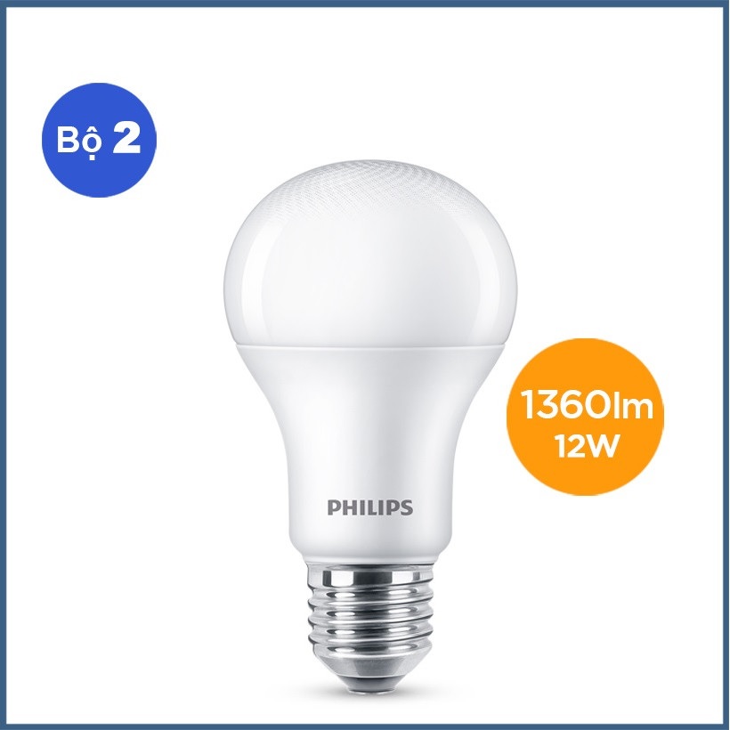 Combo 2 Bóng Đèn Philips LED MyCare 12W E27 3000K - Ánh sáng vàng - Hàng Chính Hãng