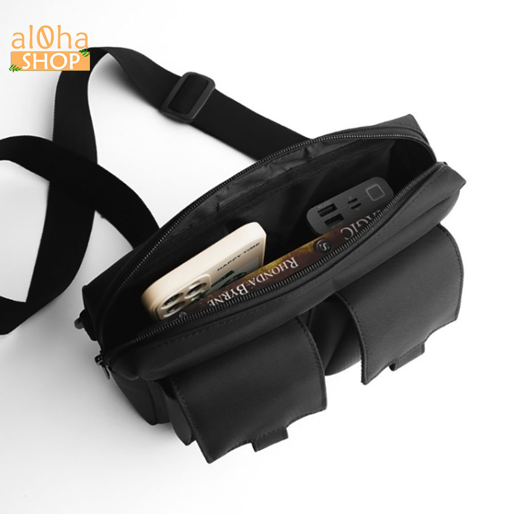 Túi đeo chéo nhiều ngăn vải Oxford, đeo vai chống thấm nước, bền bỉ unisex nam nữ - al0ha Shop