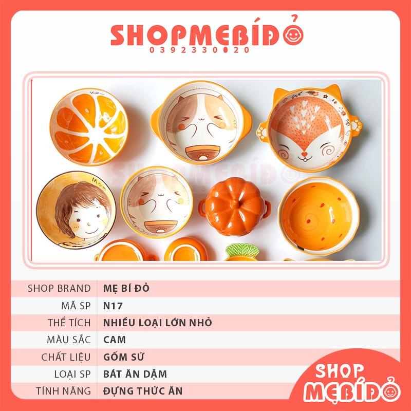 Bát Ăn Dặm Gốm Sứ Màu Cam Trắng Dễ Thương Cho Bé T14