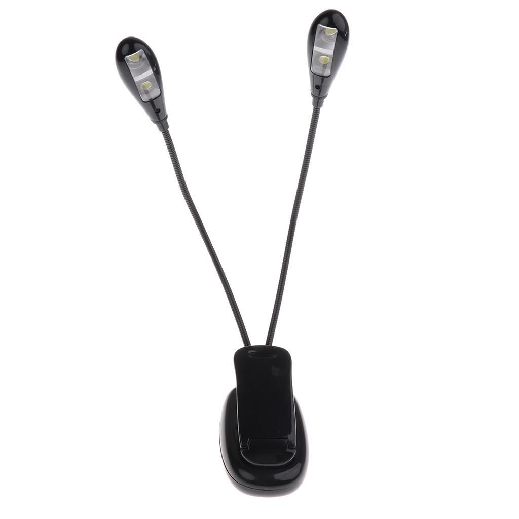Flexible 4 LED Music Stand Music Lamp Illumination Black