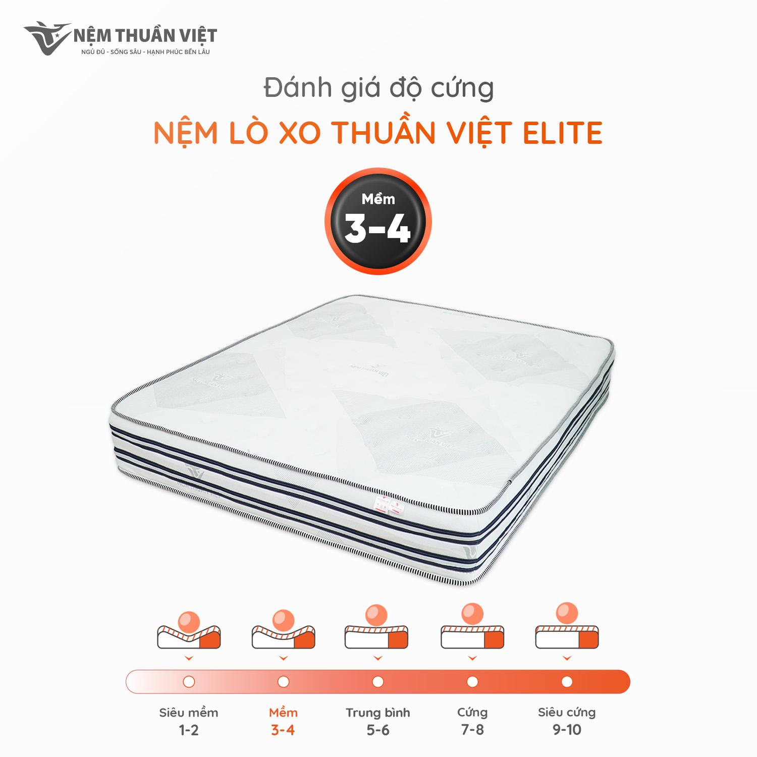 Nệm Lò Xo Thuần Việt Elite 22cm - Túi Lò Xo Độc Lập Giảm Tiếng Ồn, Gấp 3 Êm Ái &amp; Thoáng Khí - Cuộn Hút Chân Không Tiện Lợi, Dễ Dàng Vận Chuyển