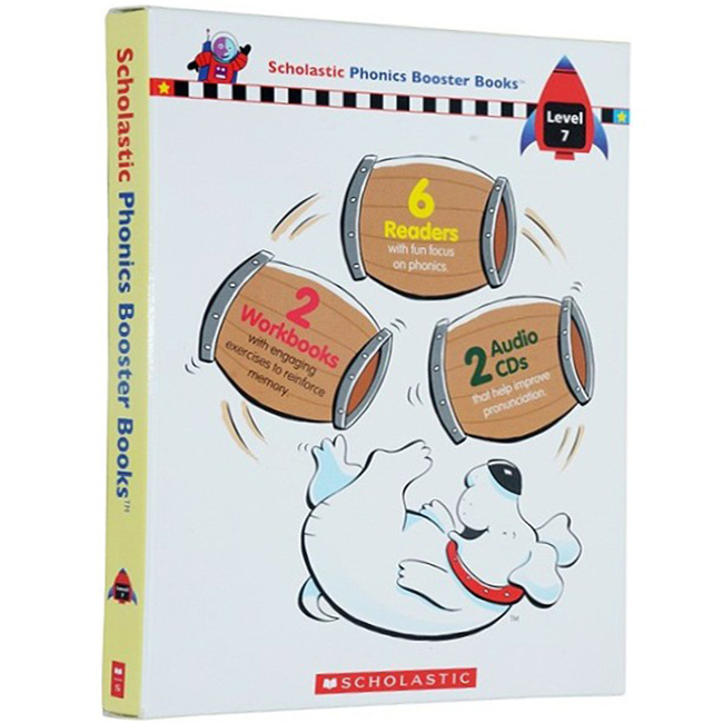 [Hàng thanh lý miễn đổi trả] Scholastic Phonics Booster Books : Box Set Level 7 (Include 6 Books, 2 Workbooks and 2 Audio CDs)