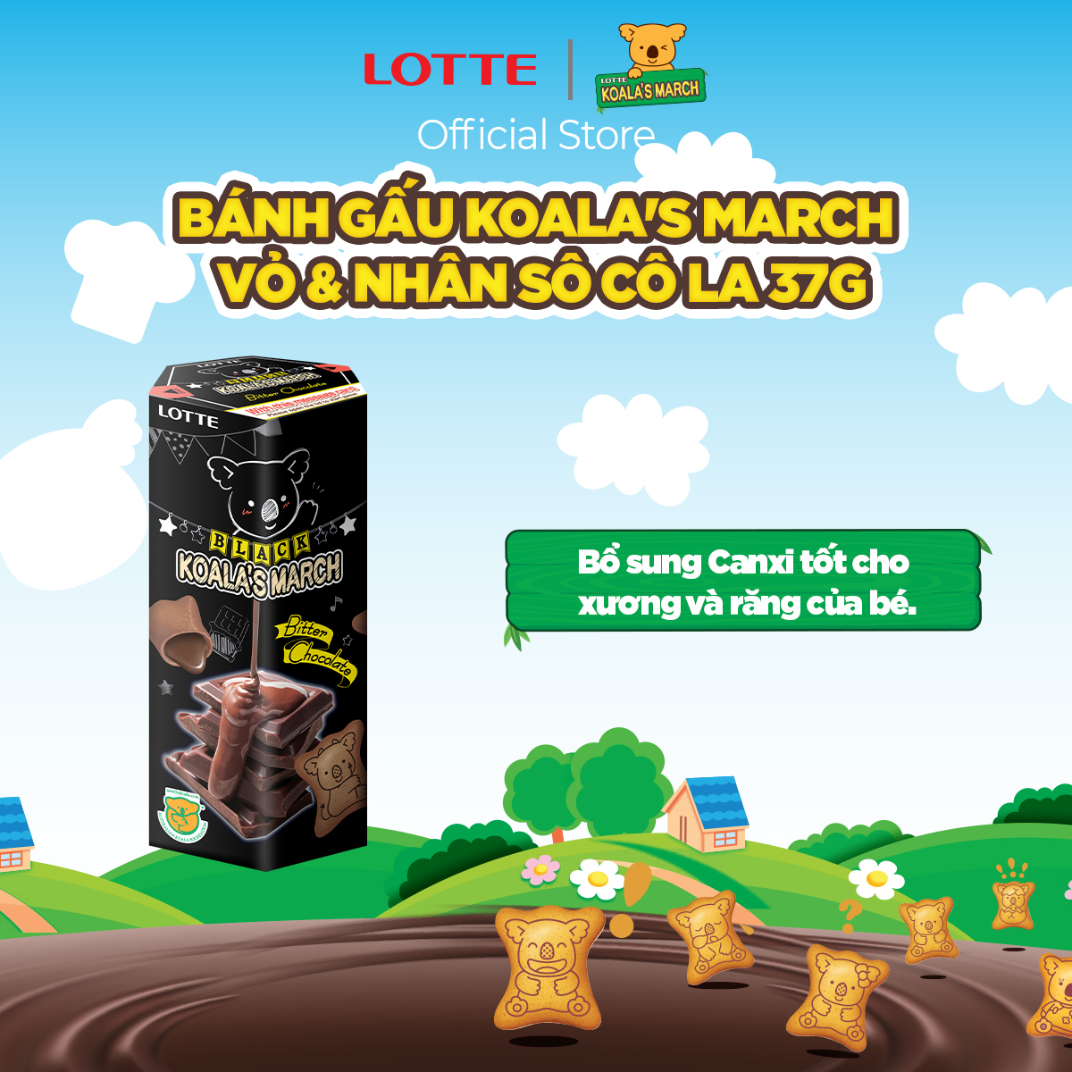 Combo 6 hộp Bánh gấu Koala's March vỏ và nhân sô cô la 37 g