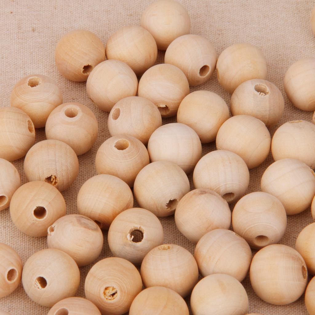 50x 6mm + 50x 10mm Wood Wooden Rustic Beads for Crafts DIY Home Holiday