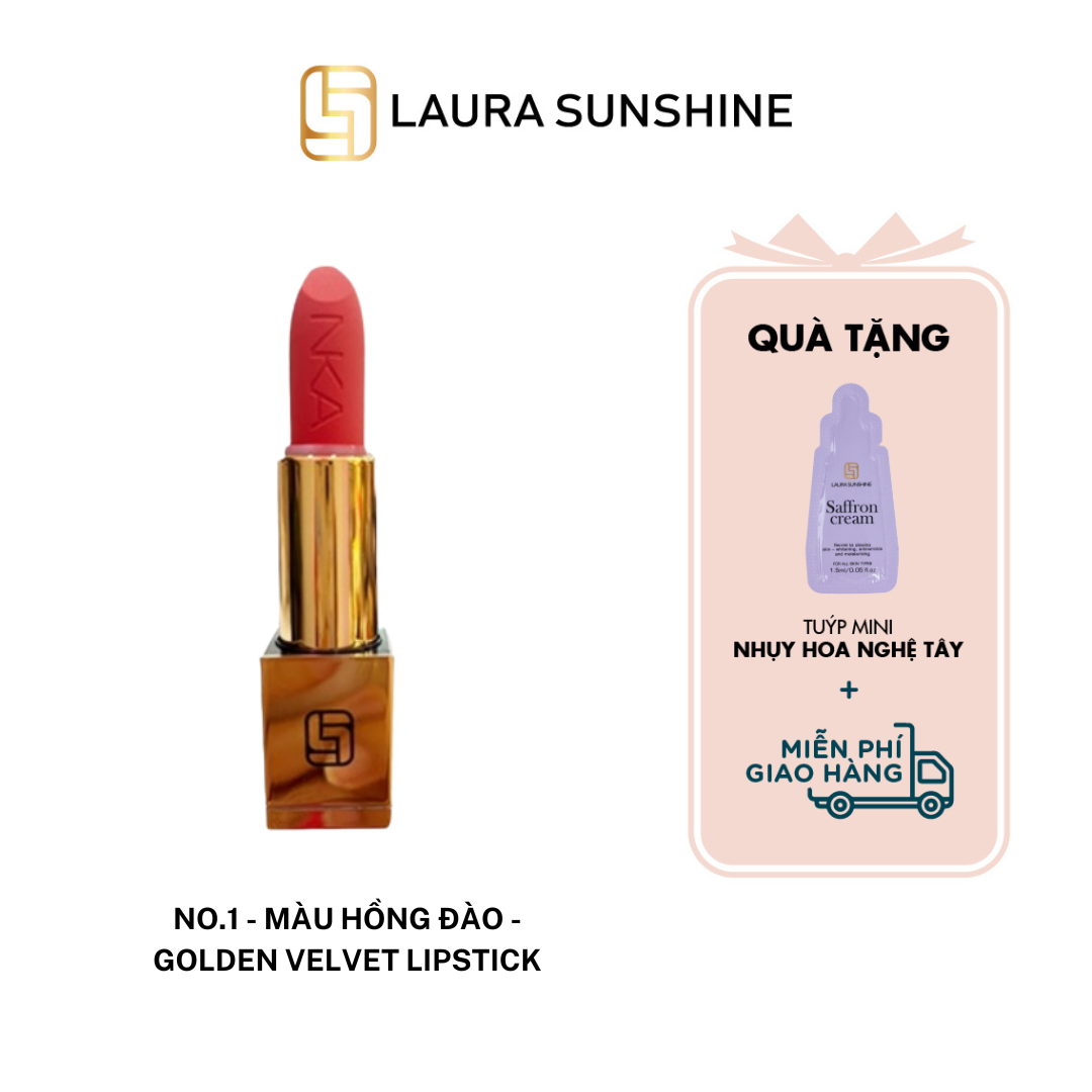 No.1 - Màu hồng đào - Son lì siêu mịn cao cấp Hàn Quốc - Golden Velvet Lipstick - Laura Sunshine - Nhật Kim Anh