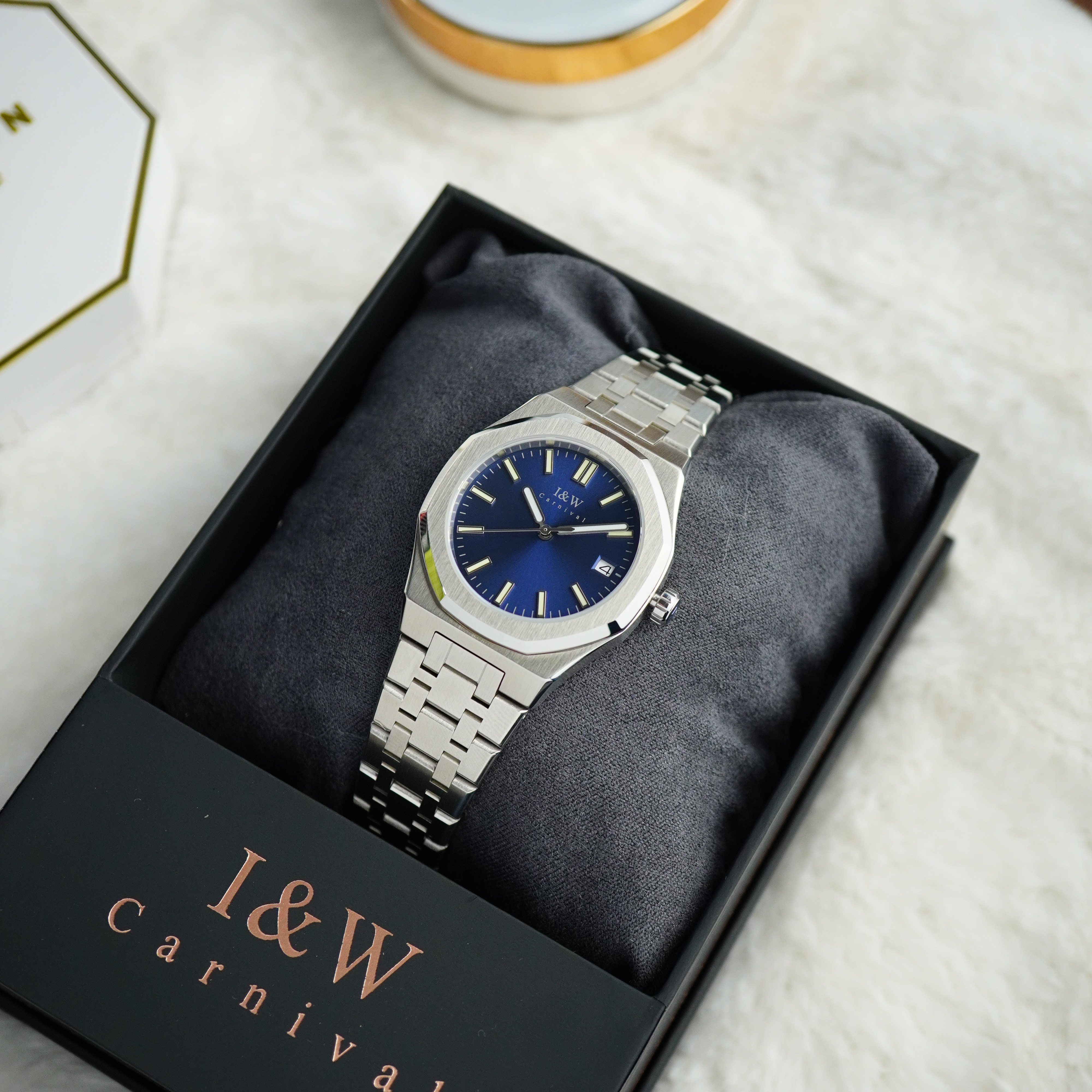 Đồng hồ nữ chính hãng I&amp;W Carnival 55793L-T2,Kính sapphire,chống xước ,Chống nước30m,bảo hành chính hãng ,Máy điện tử (pin),dây thép