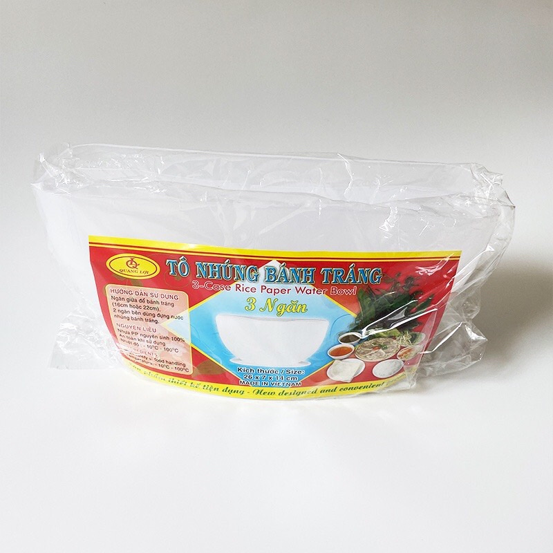 Khay nhúng, tô nhúng bánh tráng 3 ngăn  phục vụ các món gỏi cuốn , thịt luộc dùng vừa sang trọng ,sạch sẽ
