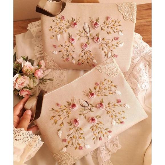 Bộ thêu tay thủ công Túi Xách xinh xắn -kit nguyên liệu tự làm - Nana Handmade Shop - Túi Thêu hoa hiện đại
