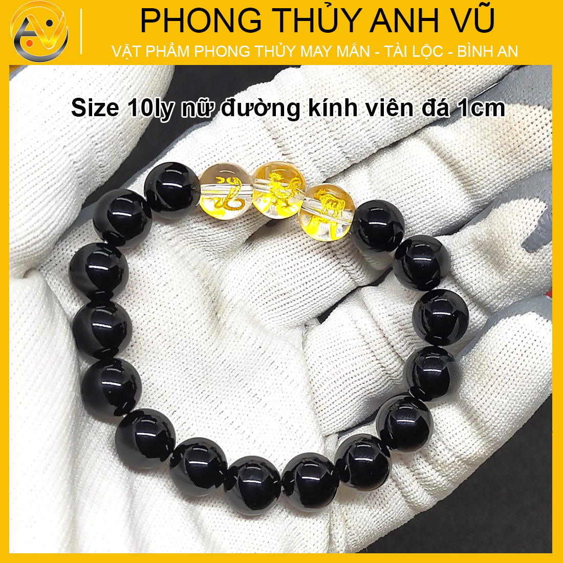 Vòng mã não đen tam hợp tỵ dậu sửu đã khai quang - size 8 10 12ly - may mắn tài lộc - Vòng Tam Hợp Anh Vũ