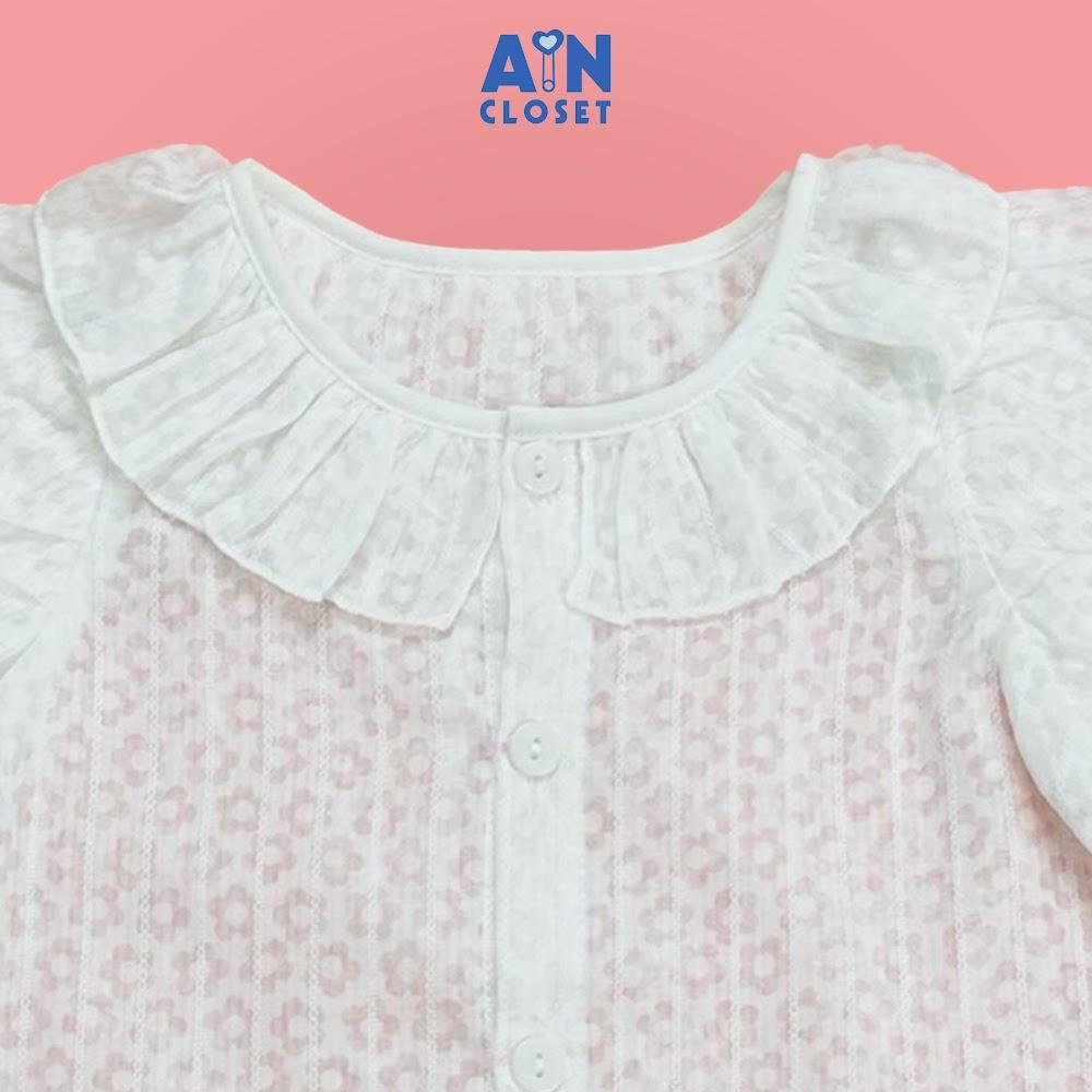 Áo Sơ mi Ngắn tay bé gái họa tiết Hoa Cẩm Cù trắng tay phồng cotton boi - AICDBGXJU3PW - AIN Closet