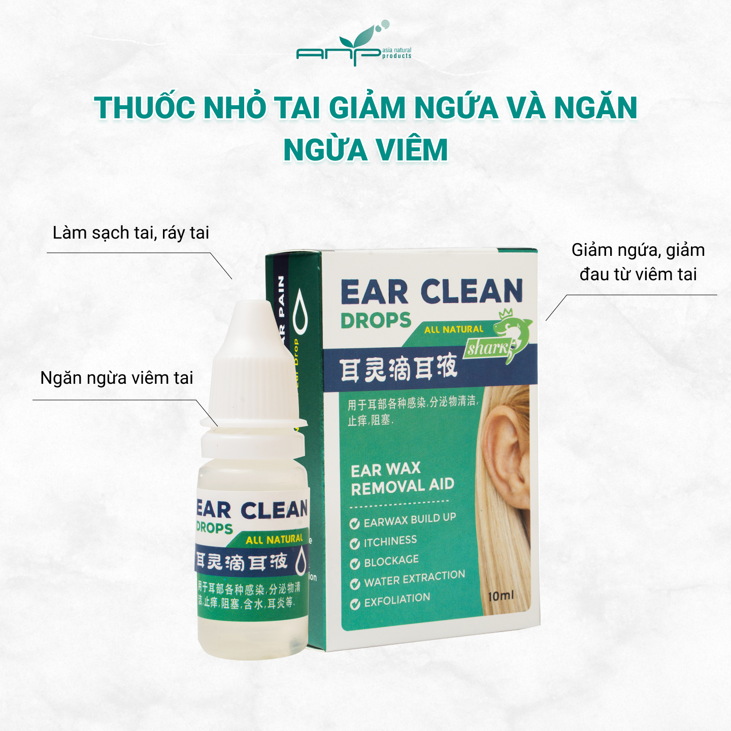Thuốc Nhỏ Làm Sạch Tai Ear Clean Drops 10ml Thương Hiệu Singapore Giúp Giảm Đau Giảm Ngứa Và Ngăn Ngừa Viêm Tai
