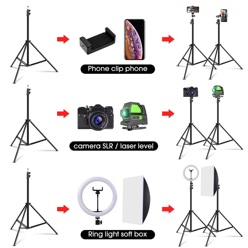 Chân Máy 160/200Cm Cho Điện Thoại Và Máy Ảnh Chân Máy Vlog Đèn LED Có Giá Đỡ Điện Thoại Gậy Chụp Ảnh Chân Máy Đứng Sàn Màu Sắc: 2.0M Chân Máy 6 Cái