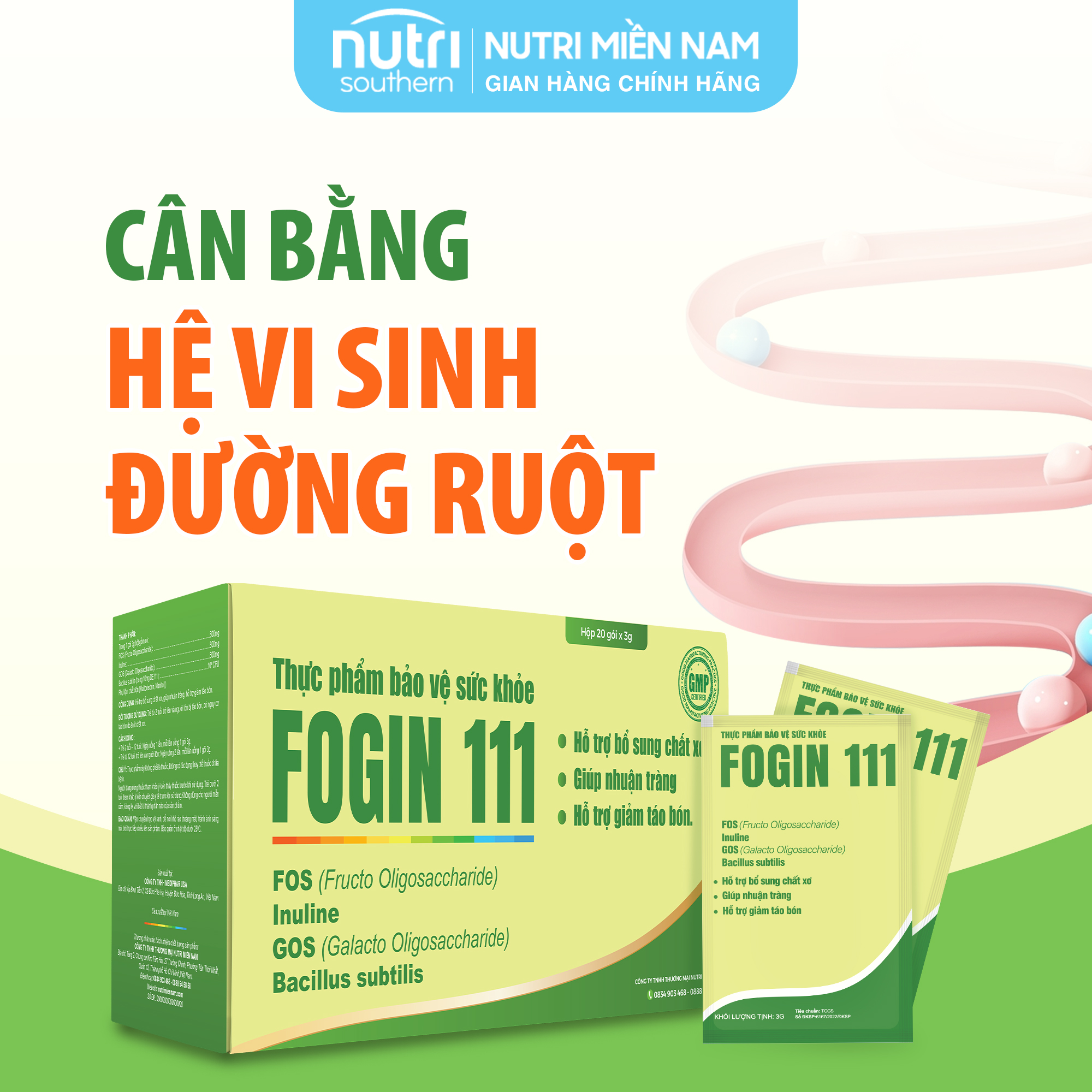 Fogin 111 – Hỗ Trợ Bổ Sung Probiotics và Chất Xơ Giúp Nhuận Tràng, Giảm Táo Bón