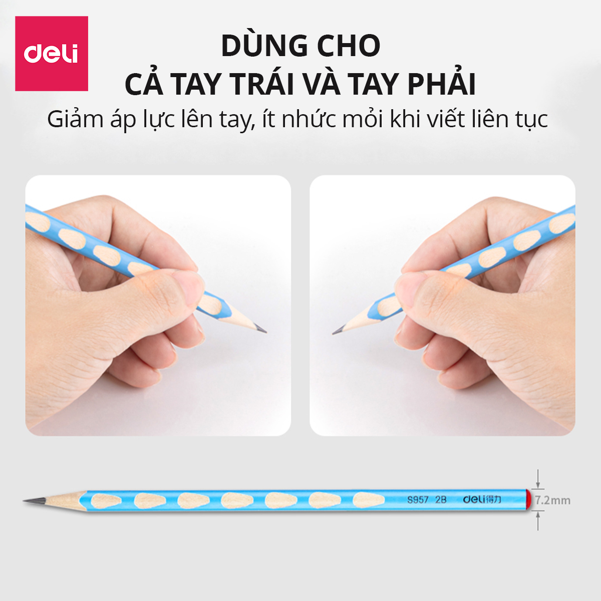 Bút Chì Gỗ Định Vị 2B Deli - Hộp 12 Dễ Cầm Điều Chỉnh Tư Thế Viết Học Sinh Luyện Chữ Vẽ Phác Thảo Văn Phòng An Toàn