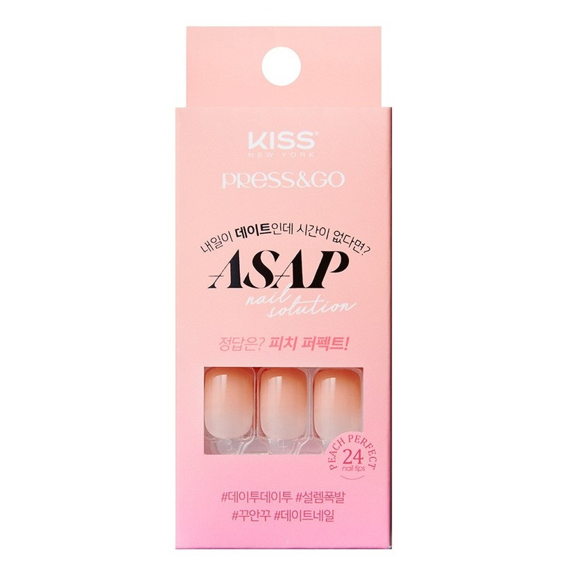 Bộ 24 Móng Tay Gel Tự Dán Press &amp; Go Kiss New York Nail Box - Peach Perfect (KKPA02KA)