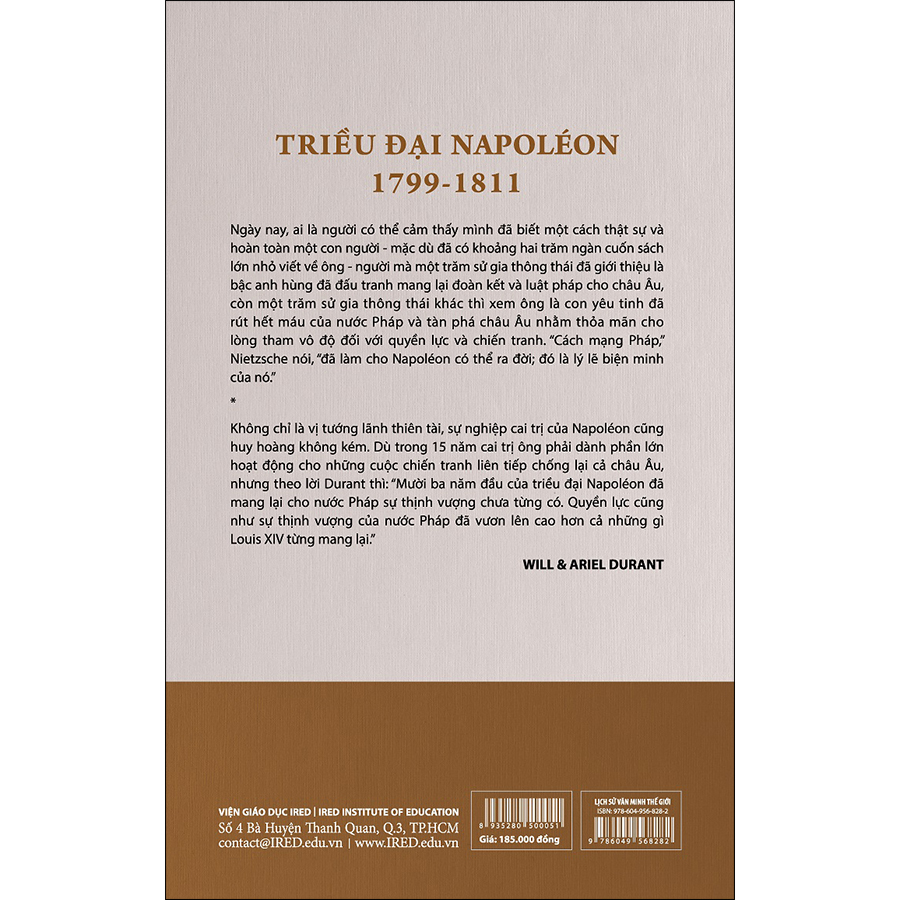 Sách IRED Books - Lịch sử văn minh thế giới phần 11 - Văn minh thời đại Napoléon, tập 2 : Triều Đại Napoléon - Will Durant