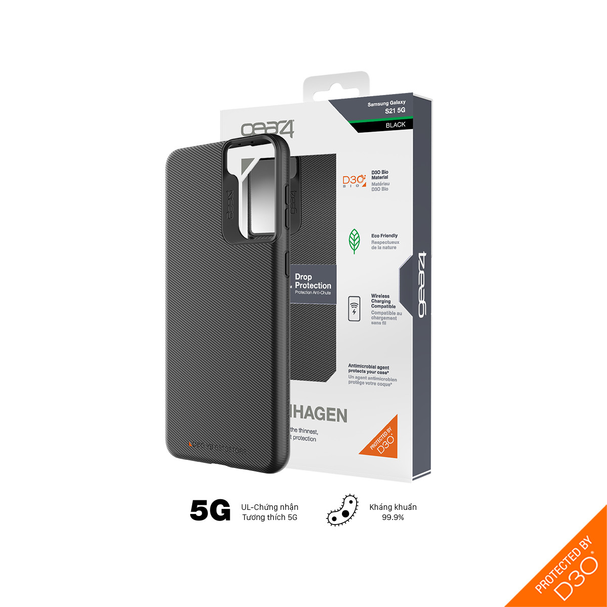 Ốp lưng chống sốc Gear4 D3O Copenhagen 4m cho Samsung Galaxy S21 Series - HÀNG CHÍNH HÃNG