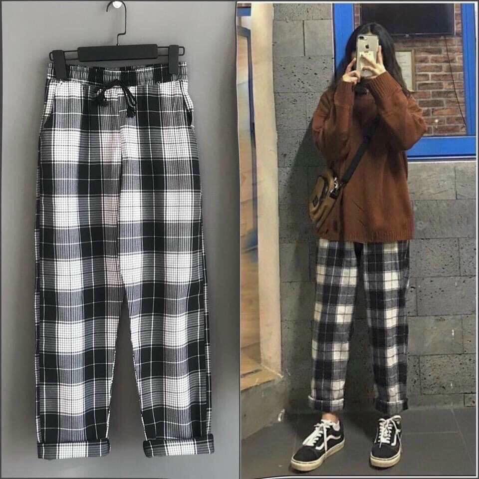 Quần Kẻ Caro Vintage Plaid Pants Dáng Suông Unisex