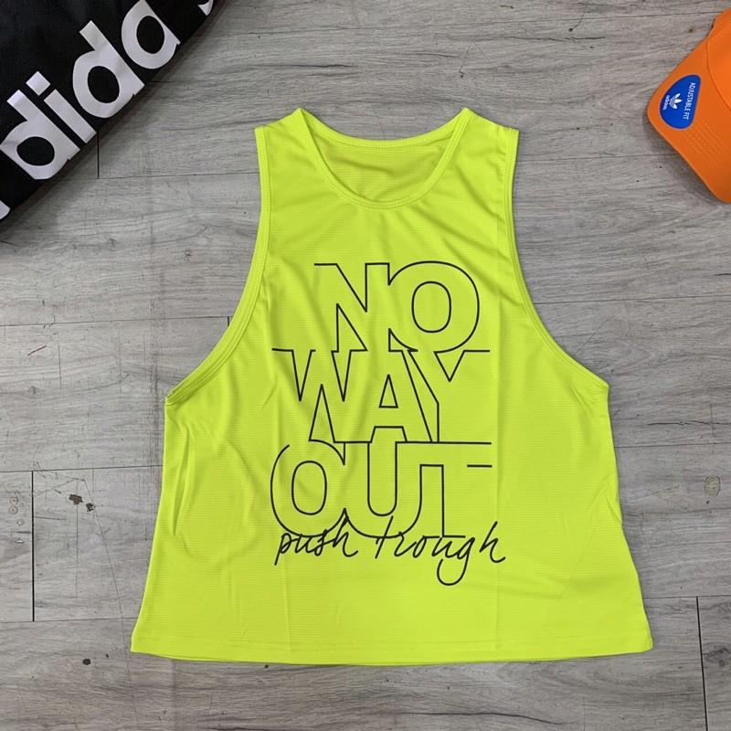 Áo Tanktop thể thao tập gym, yoga nữ NO WAY OUT vải thun lưới thông thoáng mồ hôi