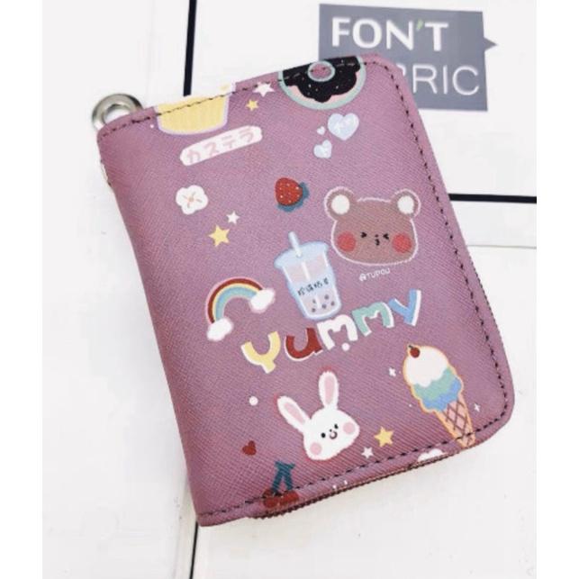 Ví Da Mini Cầm Tay 10 Ngăn Họa Tiết Chú Gấu 9 Mẫu Trà Sữa Ngộ Nghĩnh Bóp Nữ Da PU Cute Hot Trend
