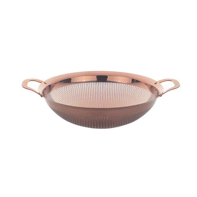 Đôi Tai Tay Cầm Vàng Ống Xả Inox Rổ Rửa Rau Quả Rây Lọc Lọc Kim Loại Cơm Lưới Lọc Đồ Dùng Nhà Bếp