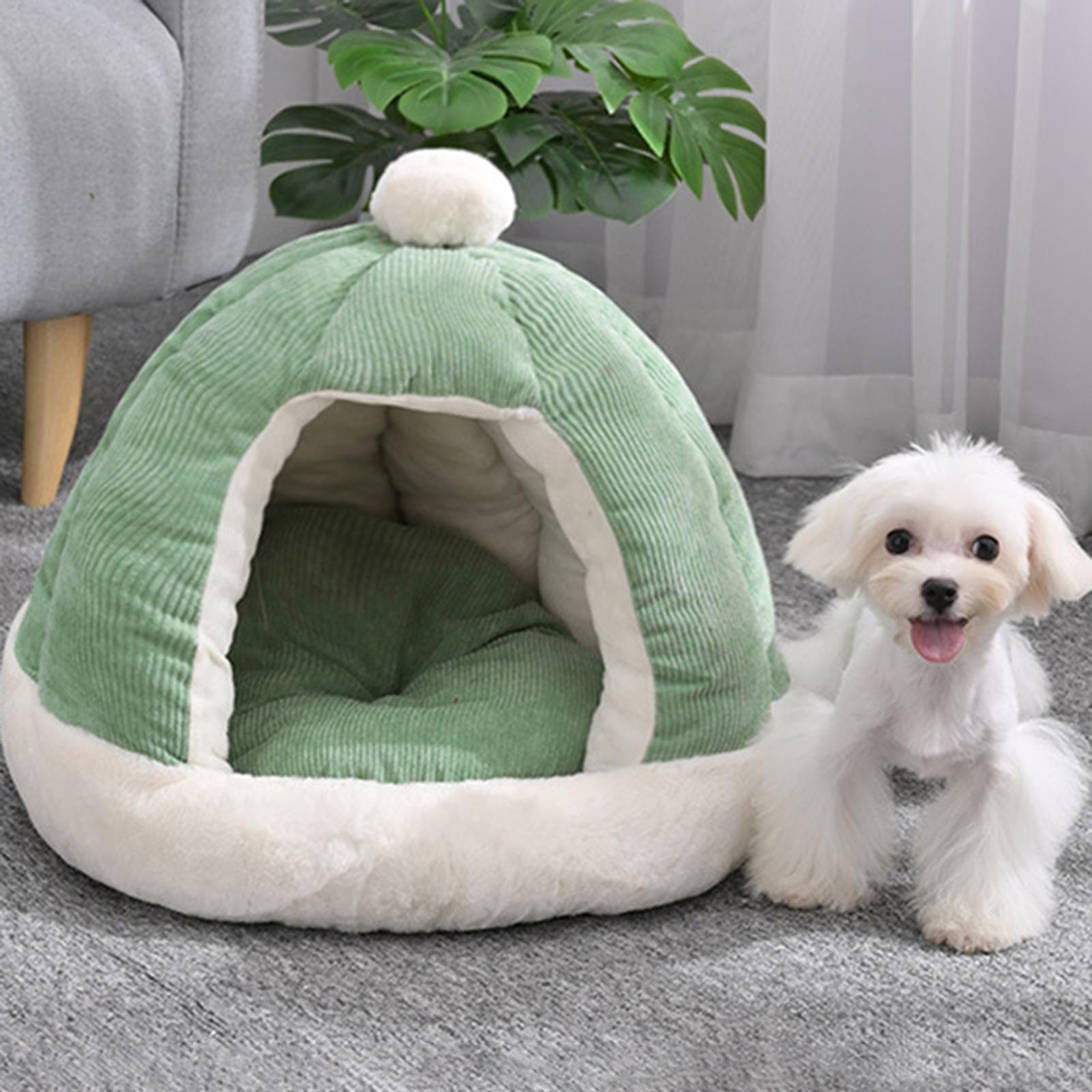 Cute Cat Bed Kitten Cave Kitten House Comfortable Portable Kitty Hut with Cushion Dog Bed Anti Slip Warm Nest Decorative Dog Kennel Pet Bed