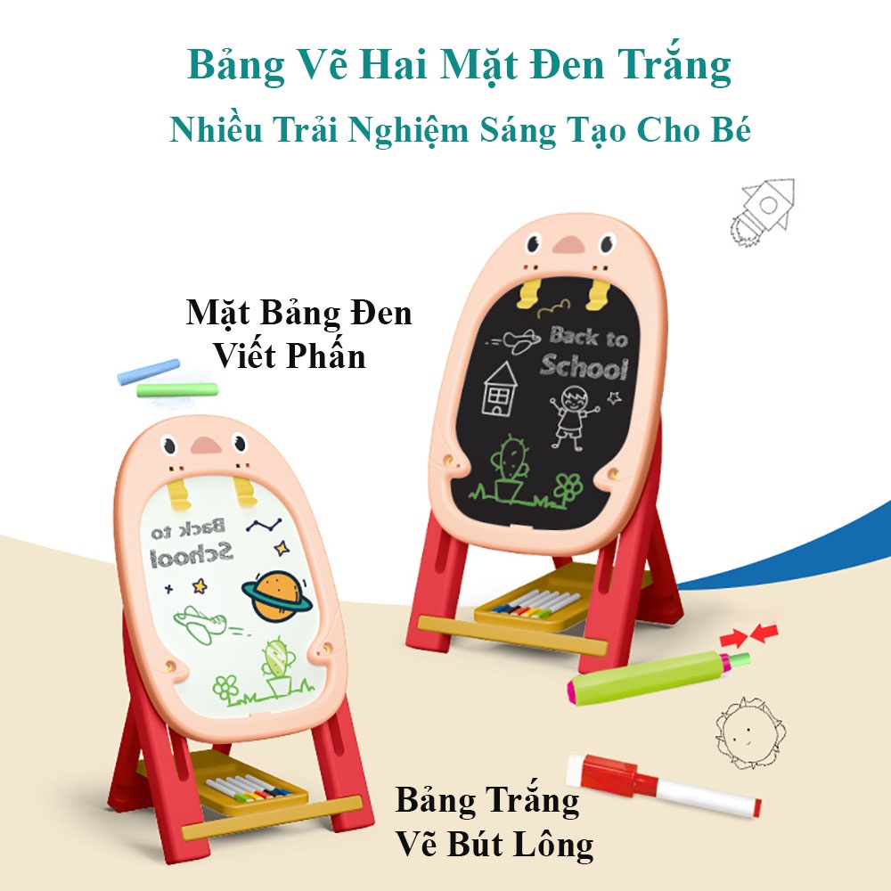 Bảng vẽ đa năng 2 mặt kèm phấn, bút màu và trí uẩn 7 chi tiết cho bé. Bảng học thông minh cho bé