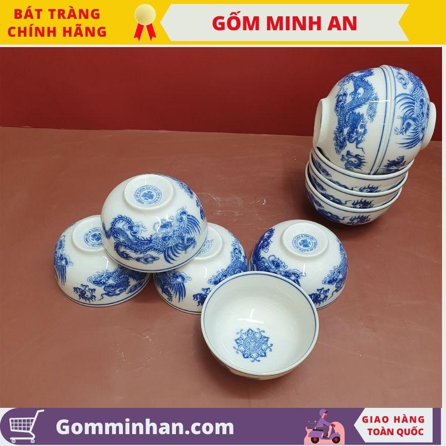 Bát Cơm Thờ Bát Thờ Sứ Men Trắng Vẽ Rồng Cao Cấp- Gốm Sứ Bát Tràng- Gốm Minh An