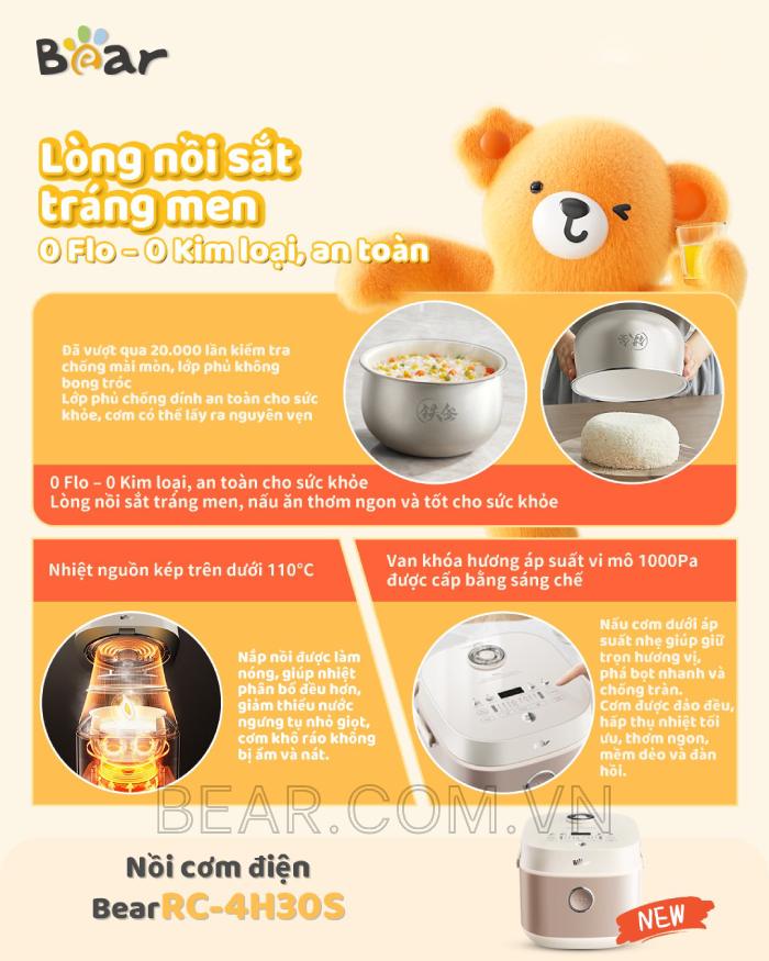 Nồi cơm điện 1L Bear DFB-H30A3 (RC-4H30S) Hàng Chính Hãng