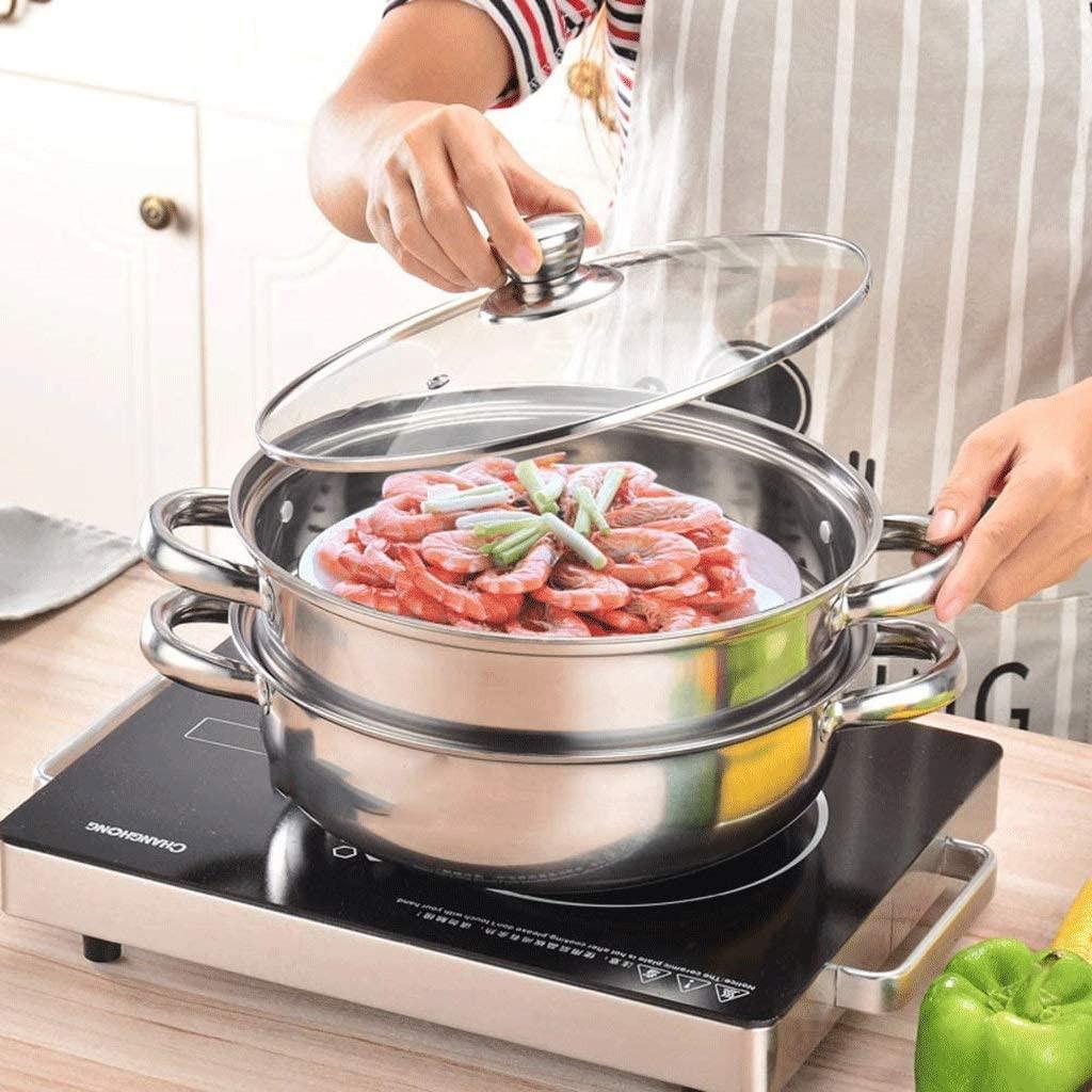 Nồi Hấp Inox 2 Tầng Hotpot Size 28cm Vung Kính Cao Cấp Dùng Cho Nhiều Loại Bếp - BH 12 THÁNG