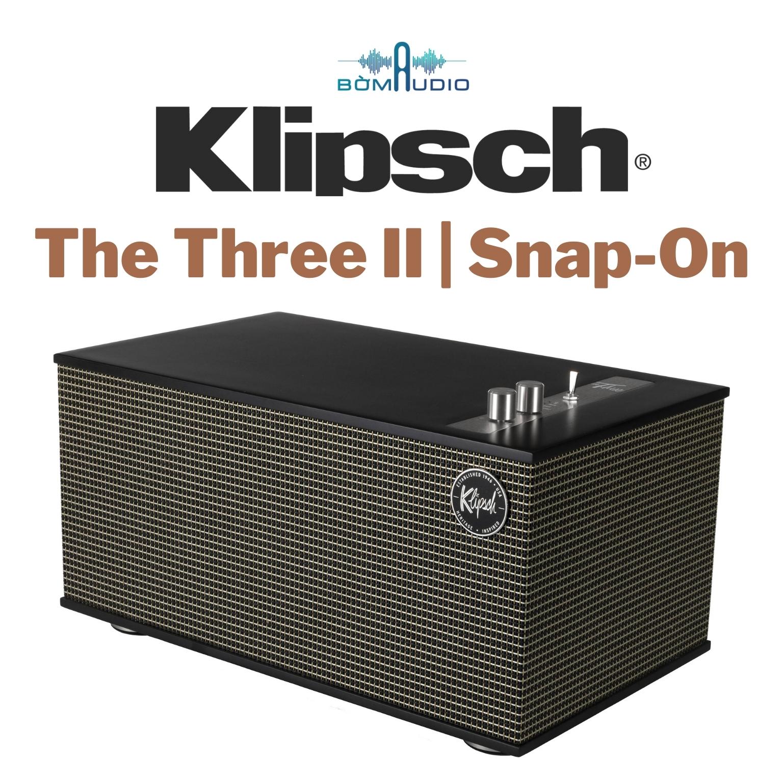 KLIPSCH THE THREE II _ SNAP-ON | Loa Bluetooth 4.2 - Thiết Kế Cổ Điển - Công Suất 120W - Tích Hợp DAC 24-bit/192kHz - Mạch Pre-Phono - Kết Nối USB Type B, Phono / Line, AUX (3.5mm), RCA | Hàng Chính Hãng _ Mới 100%