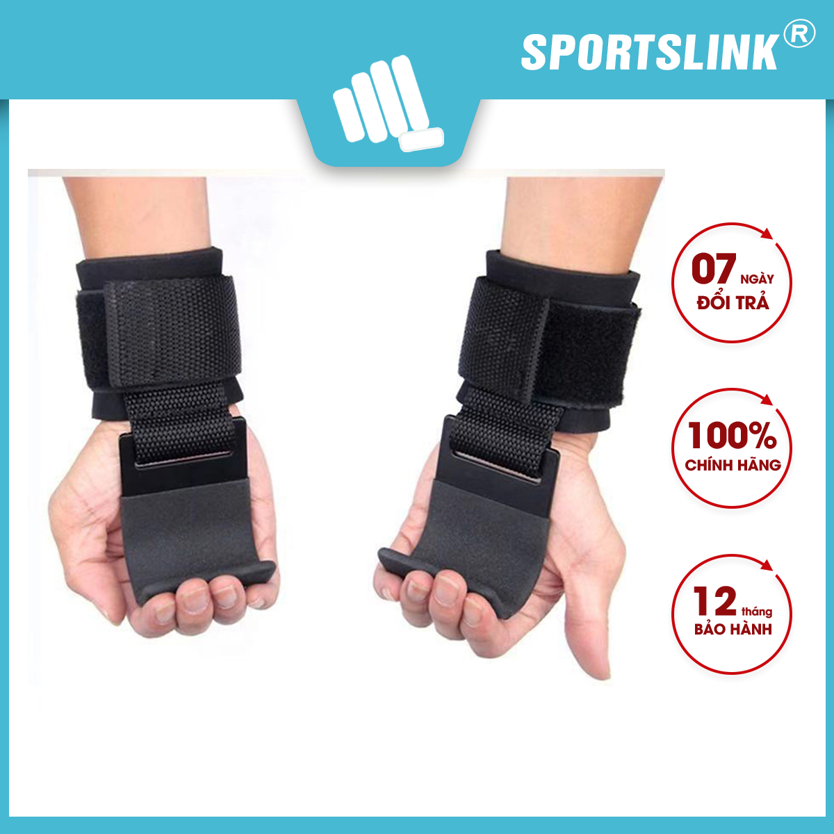 Quấn cổ tay có móc hỗ trợ nâng tạ, kéo xà, tập xô Sportslink GE035