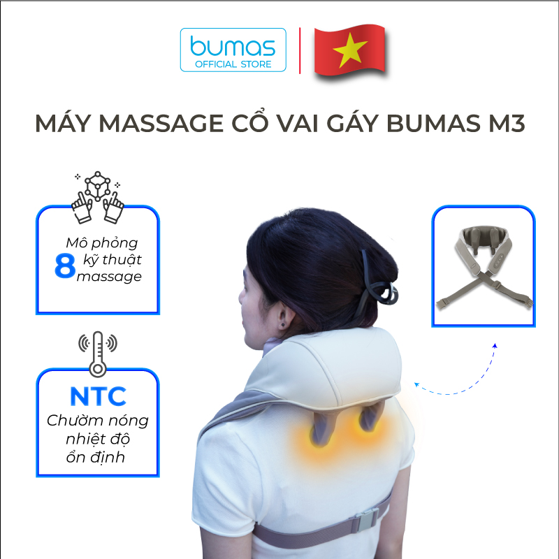 Máy Massage Cổ Vai Gáy Bumas M3 - Mô Phỏng 8 Kỹ Thuật Massage - Cải Thiện Sức Khỏe Tổng Thể - Hàng Chính Hãng