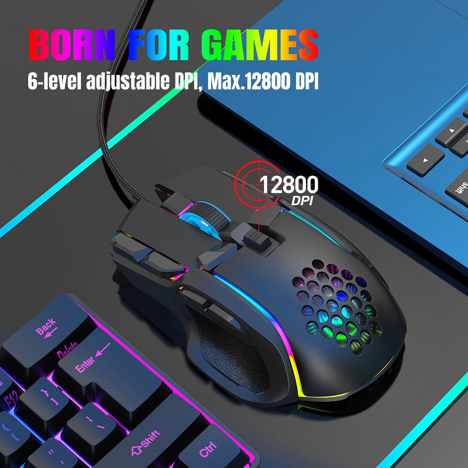 USB Wired Gaming Mouse 10 Buttons Programming Mice for PC and Notebook