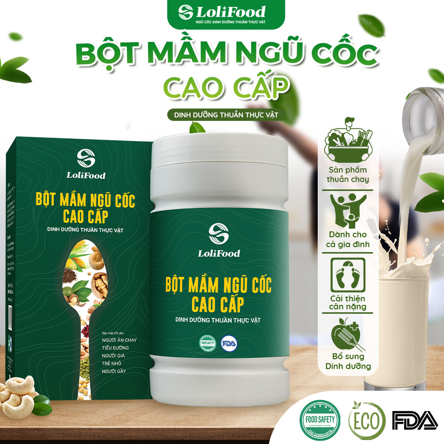 Ngũ Cốc Dinh Dưỡng Cho Người Lớn Tuổi LoliFood,Bột Mần Ngũ Cốc Dinh Dưỡng Cao Cấp, Hữu Cơ, Ăn Chay Trường,Tăng Sức Khoẻ Người Lớn Tuổi, Hộp 500gr