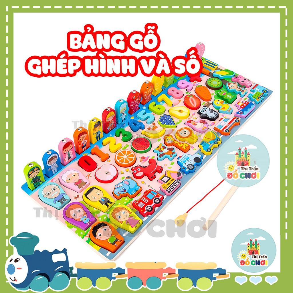 Bộ đồ chơi học tập cho bé bảng ghép hình và số bằng gỗ kèm câu cá nam châm 36 chi tiết 9650