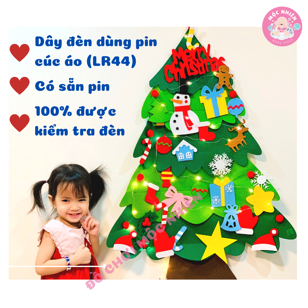 Cây thông Noel treo tường bằng vải dạ vải nỉ trang trí Giáng sinh