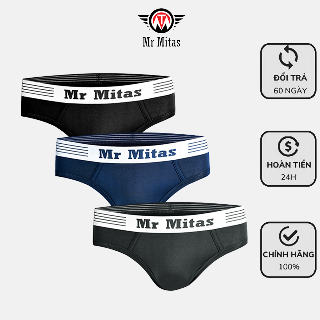 Combo 3 quần lót nam Brief Mr Mitas Basics viền êm ái