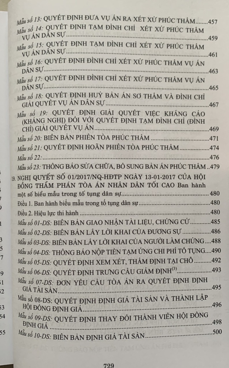 Hệ thống các nghị quyết của Hội đồng Thẩm phán Tòa án nhân dân tối cao về dân sự và tố tụng dân sự từ 1990-2023