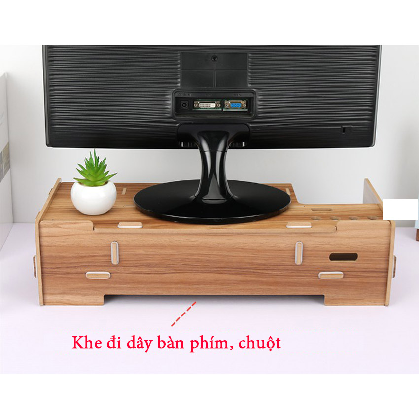 Kệ để máy tính đa năng KM01 tặng kèm 2 giá đỡ điện thoại hộp đựng bút kệ màn hình máy tính để bàn bằng gỗ bền chắc có hộc cất bàn phím ngăn kéo hộc để tài liệu