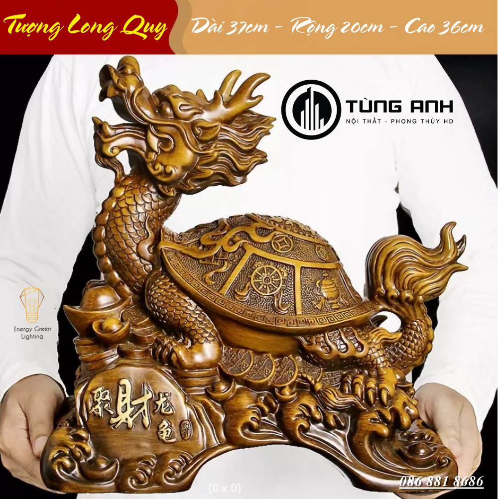 Tượng Long Quy - Rồng Mai Rùa PT-45 - Cao 36cm - Chiêu Cầu Tài Lộc - Thịnh Vượng Lâu Dài Trong Kinh Doanh