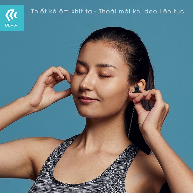 Tai Nghe Có Dây Nhét Tai Devia Smart Series Dual Speakers Có Mic 2 Loa (3.5mm) Màu Đen - Hàng Chính Hãng