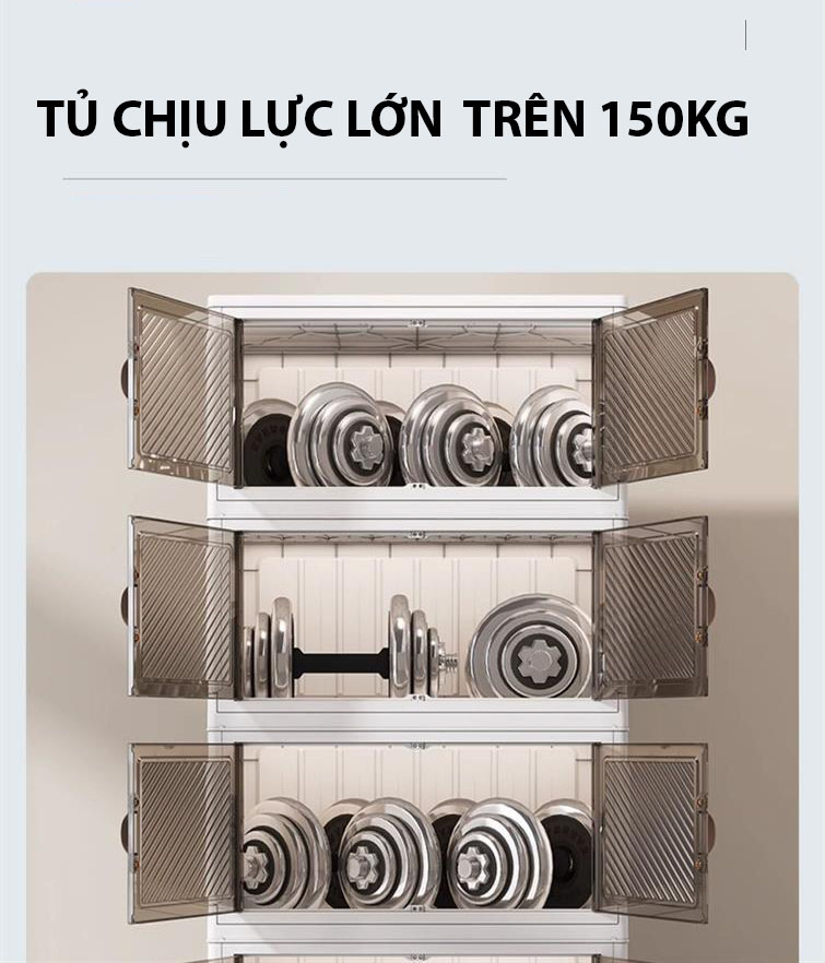 (4/5 Tầng) Tủ Nhựa Gấp Gọn Ngang 60cm, Tủ Đựng Quần Áo Đa Năng Lắp Ghép, Để Đồ Tiện Dụng, Nhựa Nguyên Sinh, Có Bánh Xe