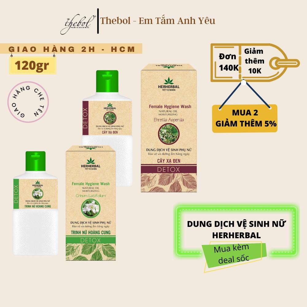 Dung dịch vệ sinh nữ Herherbal 120g nước rửa phụ khoa dạng gel chiết xuất dược liệu hữu cơ làm sạch mùi giảm viêm ngứa