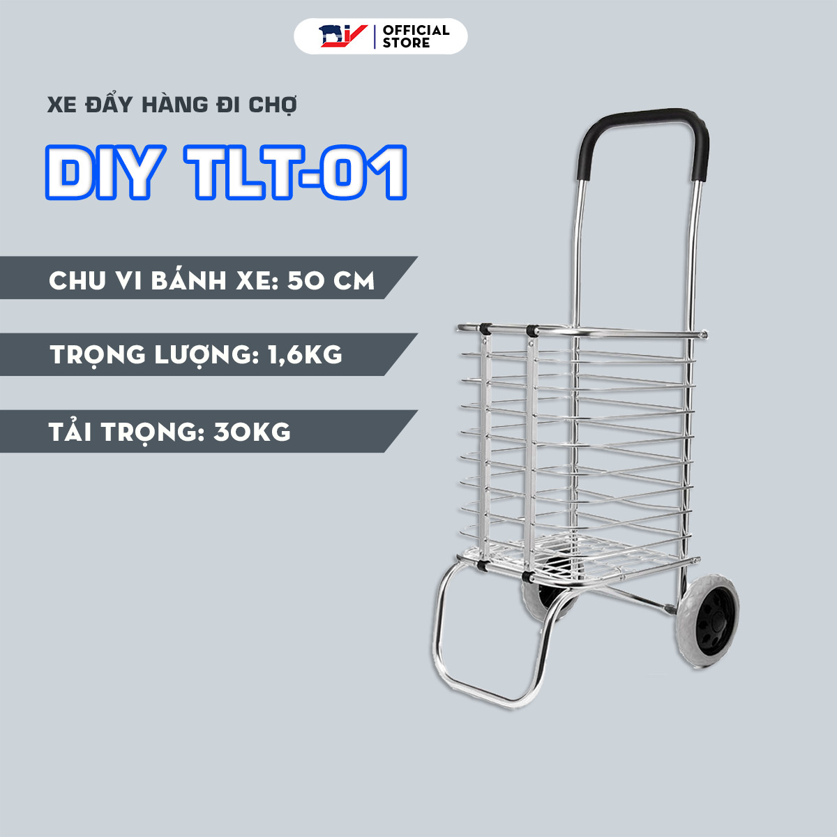 Hình ảnh Xe kéo siêu thị 2 bánh gấp gọn DIY TLT-01 - Hàng nhập khẩu cao cấp