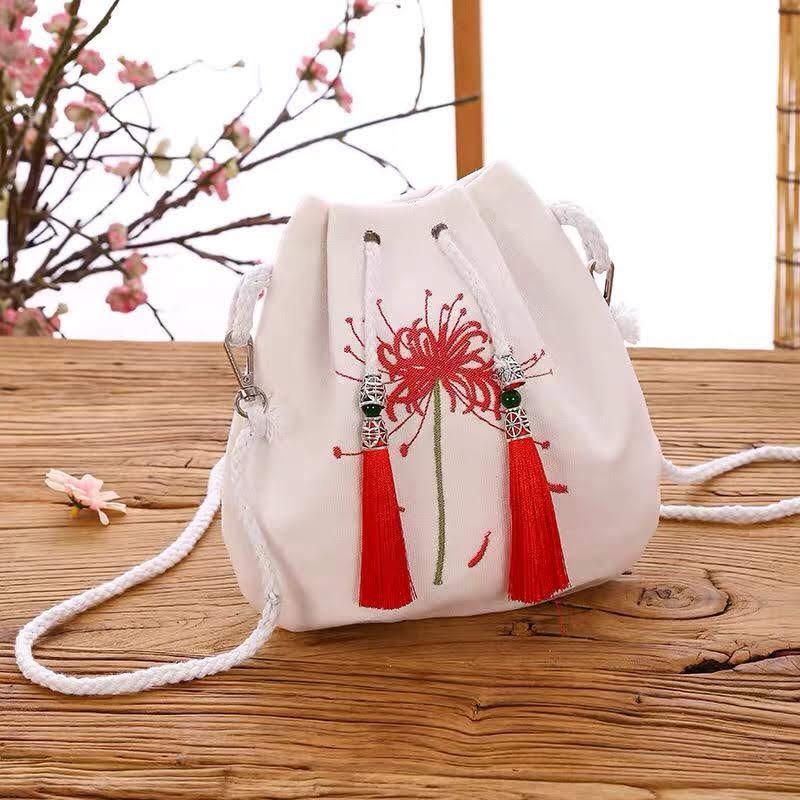 Túi sách vải thêu mẫu hoa bỉ ngạn