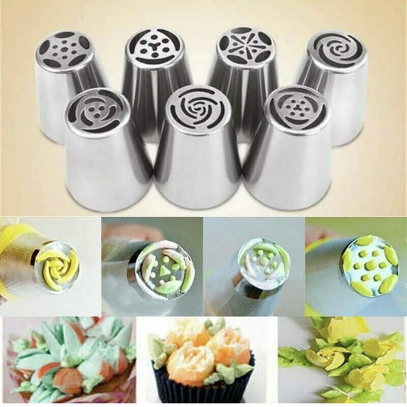 Set 7 Dụng Cụ Bắt Kem Trang Trí Bánh Bằng Thép Không Gỉ ANAEAT